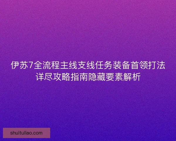 伊苏7全流程主线支线任务装备首领打法详尽攻略指南隐藏要素解析